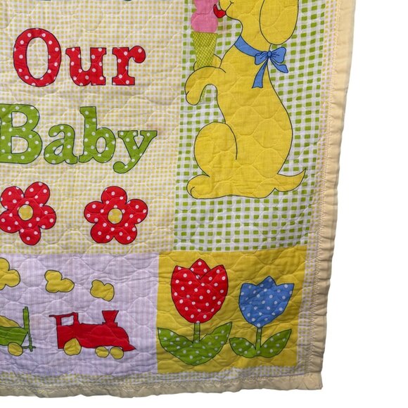 Vintage Baby Quilt Thats Our Baby Patchwork Design 36x44 Inches - Picture 4 of 8